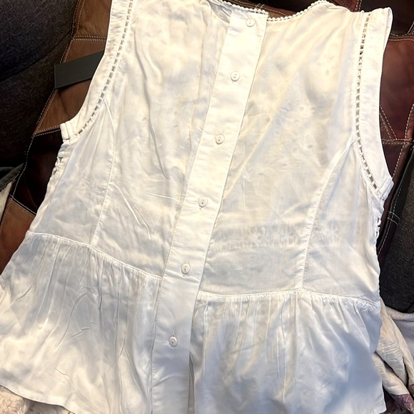 Buffalo David Bitton White Cotton Eyelet Embroidered Peplum Top NWT - Picture 2 of 12